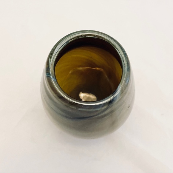 Art Glass Footed Vase, Hand Blown, 5" Gray Green, Vintage EUC - Picture 3 of 6